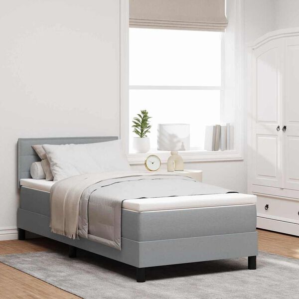 vidaXL Cama tipo Box Spring con colch&oacute;n Gris claro 80 x 200 cm tela