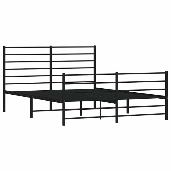 vidaXL Estructura cama sin colch&oacute;n con estribo metal negro 140x200 cm