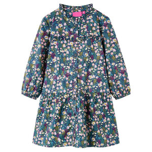 vidaXL Vestido infantil de manga larga azul oscuro 92