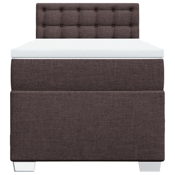 vidaXL Cama box spring con colch&oacute;n tela marr&oacute;n oscuro 90x200 cm