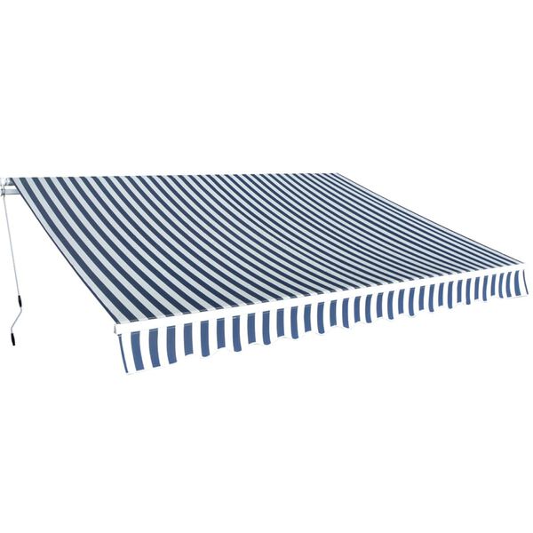 vidaXL Toldo plegable de operaci&oacute;n manual 350 cm azul y blanco