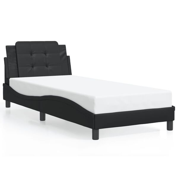 vidaXL Estructura de cama sin colchón Zadar cuero sintético negro 90x200 cm