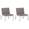 vidaXL Sillones de jard&iacute;n con cojines 2 unidades pl&aacute;stico blanco