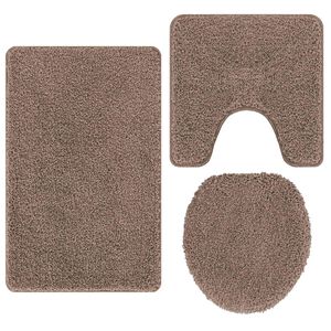 vidaXL Conjunto de alfombra de ba&ntilde;o antideslizante 3 pcs Marr&oacute;n PP