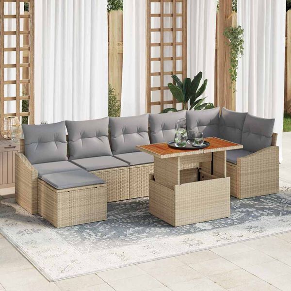 vidaXL Conjunto de Comedor de Jard&iacute;n con coj&iacute;n 8 pcs Beige y gris