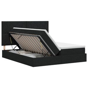 vidaXL Cama con almacenamiento con cabecera Negro 200 x 200 cm Tela