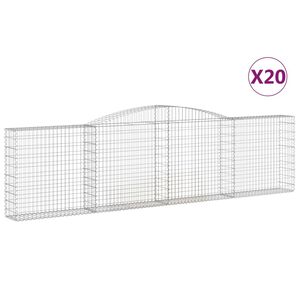 vidaXL Cestas de gaviones 20 uds forma de arco hierro 400x30x100/120cm