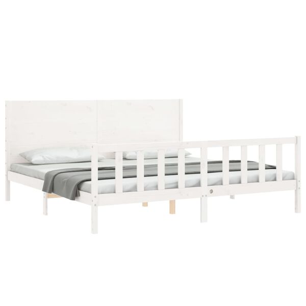 vidaXL Estructura de cama sin colch&oacute;n madera maciza blanca 200x200 cm