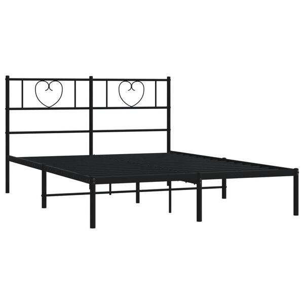 vidaXL Estructura cama sin colch&oacute;n con cabecero metal negro 140x190 cm