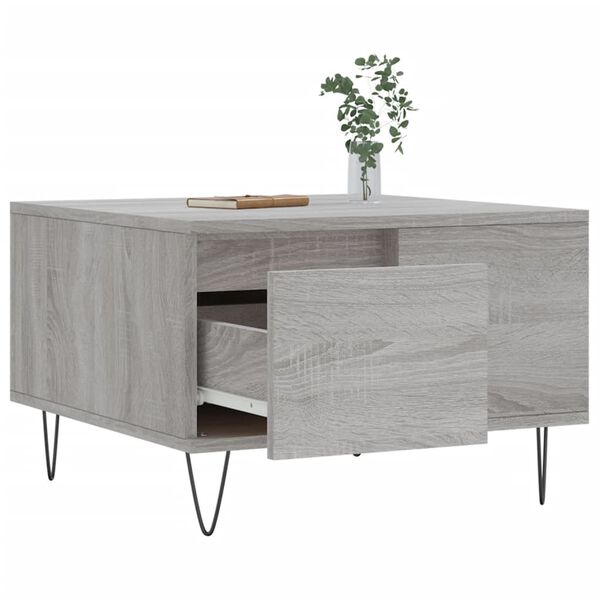 vidaXL Mesa de centro madera contrachapada gris Sonoma 55x55x36,5 cm