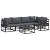 vidaXL Conjunto de sof&aacute;s de jard&iacute;n 6 uds. Negro Aluminio