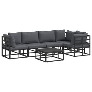 vidaXL Conjunto de sof&aacute;s de jard&iacute;n 6 uds. Negro Aluminio