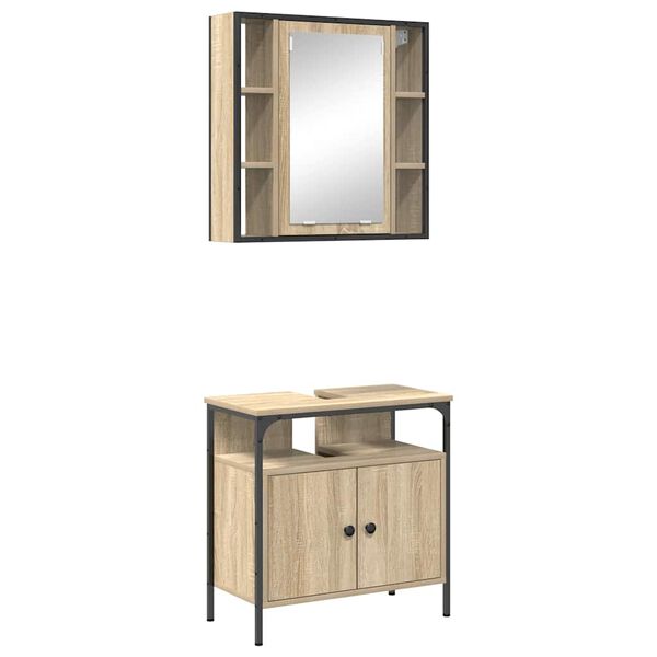 vidaXL Juego de muebles de ba&ntilde;o 2 pcs Marr&oacute;n Madera contrachapada