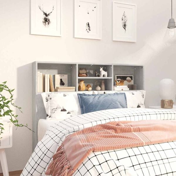 vidaXL Mueble cabecero gris hormig&oacute;n 120x19x103,5 cm