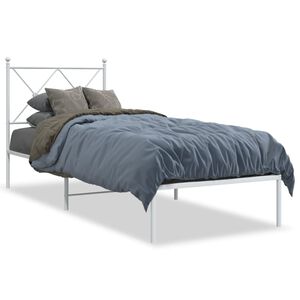 vidaXL Estructura cama sin colch&oacute;n con cabecero metal blanco 75x190 cm