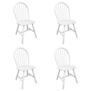 vidaXL Sillas de comedor 4 unidades madera maciza de caucho blanco