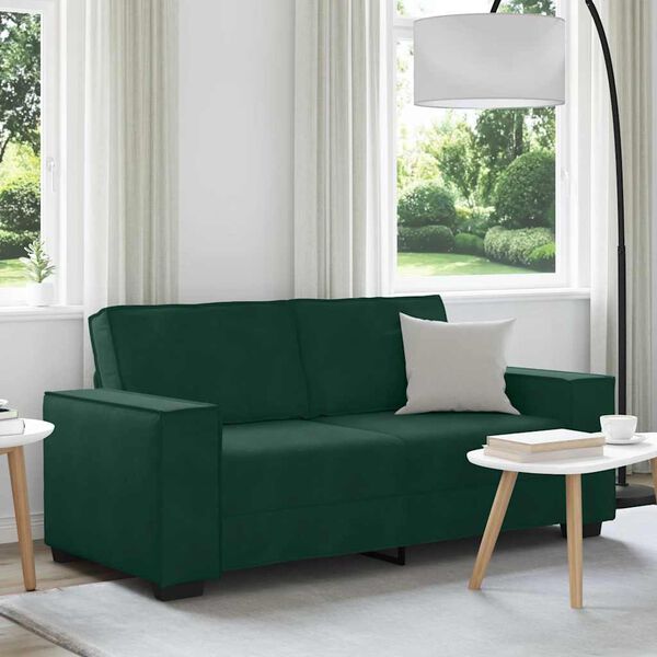 vidaXL Sof&aacute; de 2 plazas de terciopelo verde oscuro 180x78x84 cm
