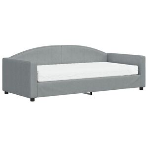 vidaXL Sof&aacute; cama con colch&oacute;n tela gris claro 90x190 cm