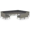vidaXL Set de muebles de jard&iacute;n 12 pzas y cojines rat&aacute;n sint&eacute;tico gris