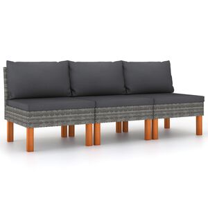 vidaXL Sof&aacute;s centrales 3 uds rat&aacute;n sint&eacute;tico y madera de eucalipto