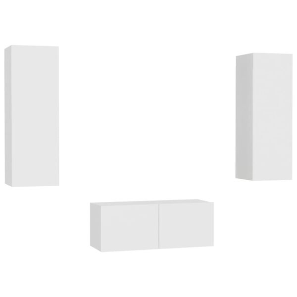 vidaXL Set de muebles de salón TV 3 piezas madera de ingeniería blanco