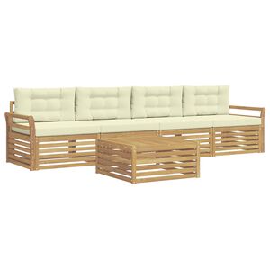 vidaXL Conjunto de sof&aacute;s de exterior 5 uds. Blanco y Crema