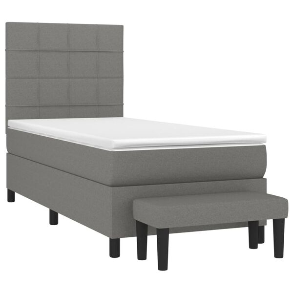 vidaXL Cama box spring con colch&oacute;n tela gris oscuro 80x200 cm
