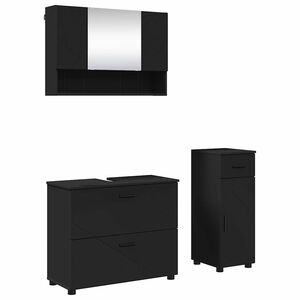 vidaXL Juego de muebles de ba&ntilde;o 3 uds. Negro 76,5 x 35 x 64 cm