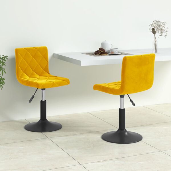 vidaXL Sillas de comedor giratorias 2 uds terciopelo amarillo mostaza