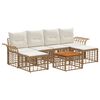vidaXL Conjunto de sof&aacute;s de exterior 7 pcs Natural y Crema Poli&eacute;ster