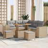 vidaXL Conjunto de sof&aacute; de jard&iacute;n 8 pcs Beige rat&aacute;n sint&eacute;tico