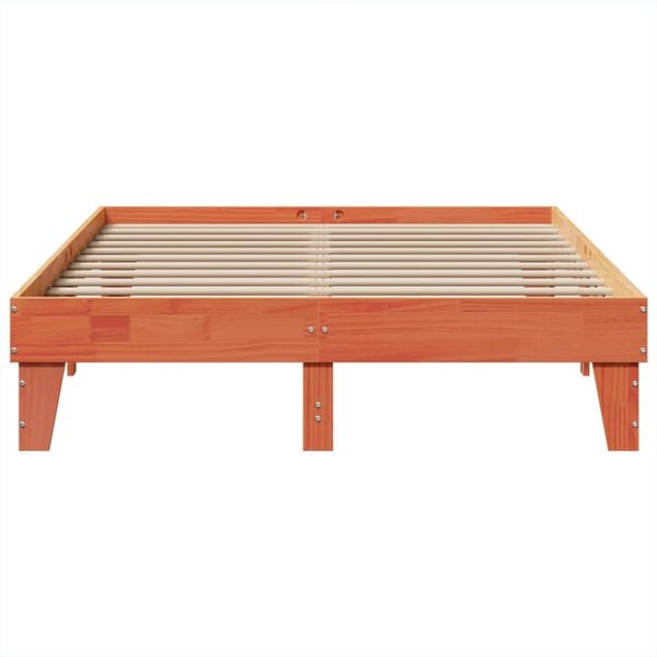 vidaXL Cama sin colch&oacute;n madera maciza pino marr&oacute;n cera 150x200 cm