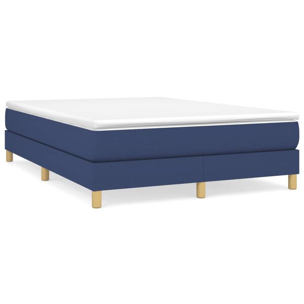 vidaXL Cama box spring con colch&oacute;n tela azul 140x200 cm
