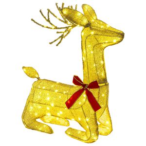 vidaXL Reno Navide&ntilde;o 3D LOVIISA 140 LED Blanco C&aacute;lido 55 x 22 x 63 cm