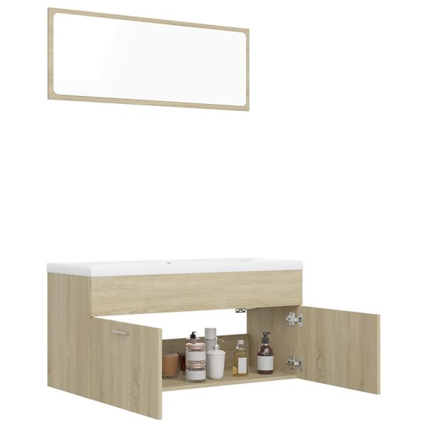 vidaXL Juego de muebles de ba&ntilde;o madera ingenier&iacute;a roble Sonoma