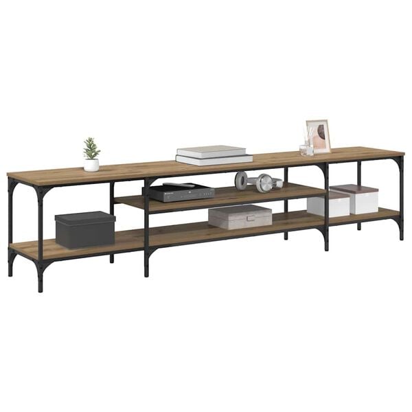 vidaXL Gabinete de TV Roble artesanal 201 x 35 x 45 cm