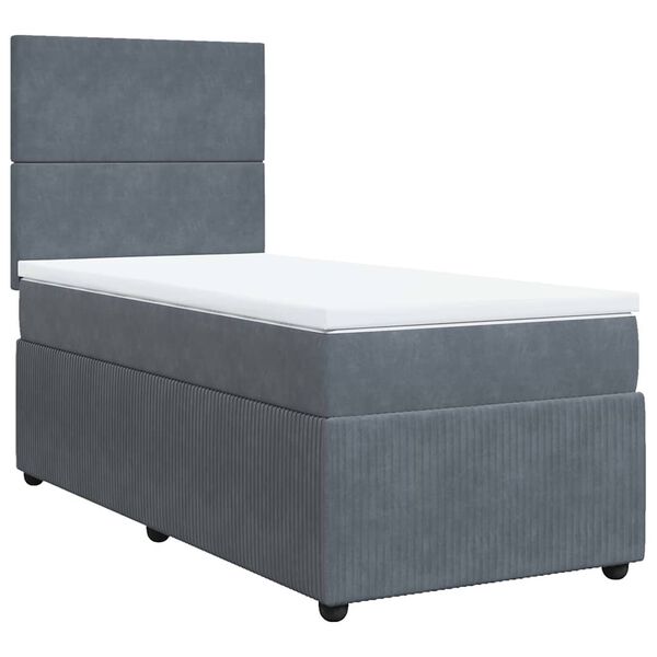 vidaXL Cama box spring con colchón terciopelo gris oscuro 80x200 cm