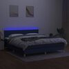 vidaXL Cama box spring con colch&oacute;n y LED tela azul 180x200 cm