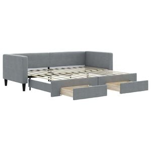 vidaXL Sof&aacute; cama nido con cajones tela gris claro 80x200 cm