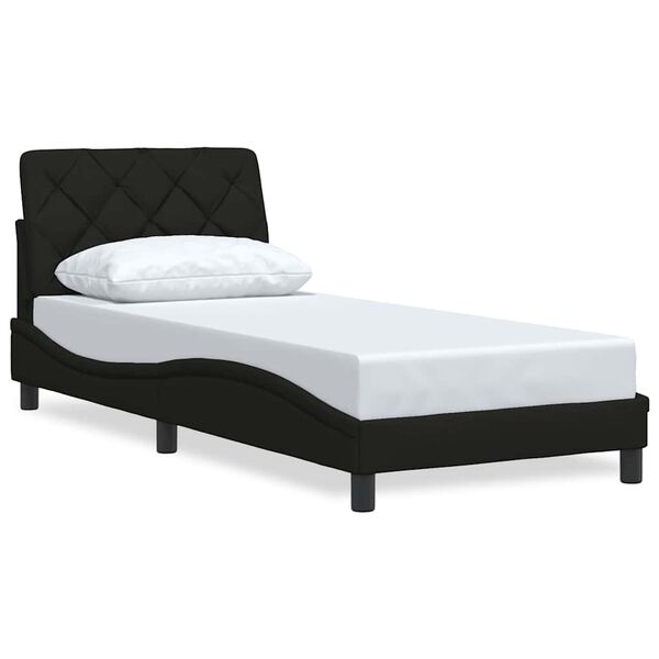 vidaXL Estructura de cama sin colch&oacute;n tela negro 90x200 cm