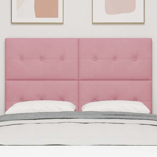 vidaXL Cabecero con luces de tiras LED Ajustable Rosa 72 cm Terciopelo