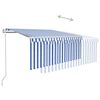 vidaXL Toldo autom&aacute;tico persiana LED sensor viento azul blanco 3x2,5 m