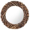 vidaXL Espejo de pared redondo teca 60 cm