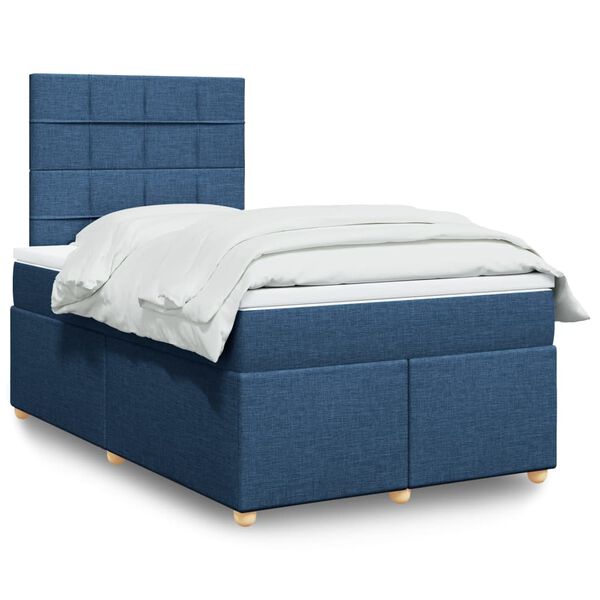 vidaXL Cama box spring con colch&oacute;n tela azul 120x200 cm