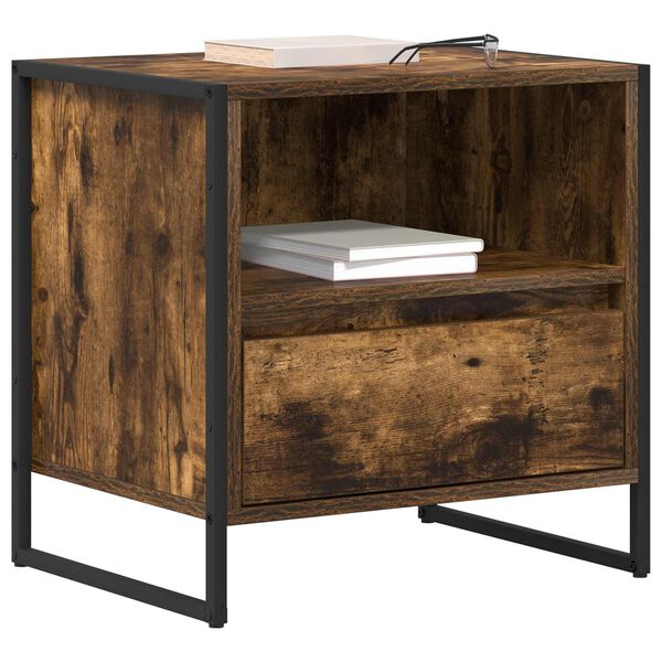 vidaXL Mesa de Noche Roble Humo 50 x 39,5 x 50 cm Madera contrachapada