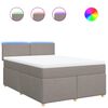 vidaXL Cama box spring con colch&oacute;n tela gris taupe 140x200 cm