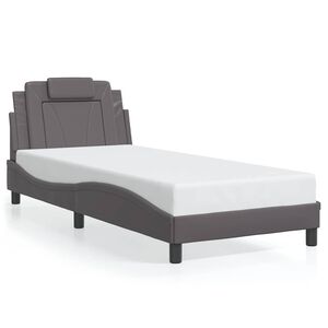vidaXL Estructura de cama Viana sin colch&oacute;n cuero sint&eacute;tico gris 80x200 cm