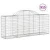vidaXL Cestas de gaviones 15 uds forma de arco hierro 200x50x80/100 cm