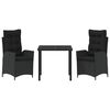 vidaXL Conjunto de Comedor de Jard&iacute;n 3 pcs Negro rat&aacute;n sint&eacute;tico