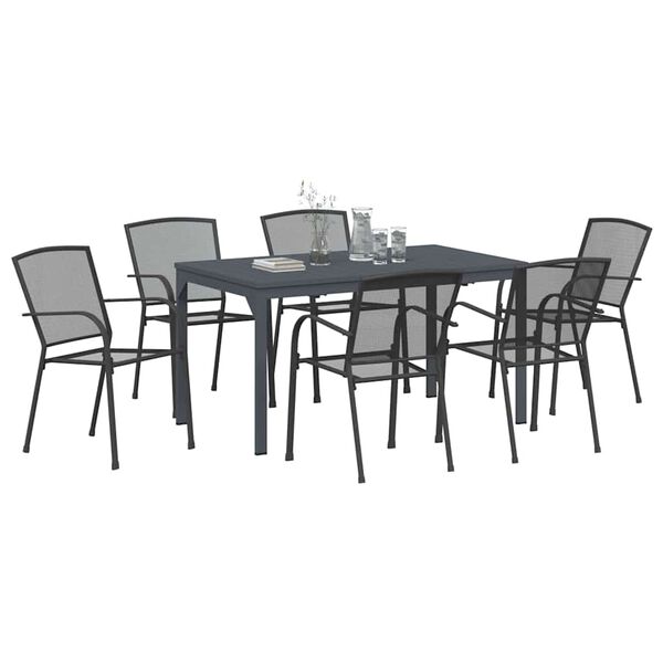 vidaXL Conjunto de Comedor de Jard&iacute;n 7 pcs Antracita